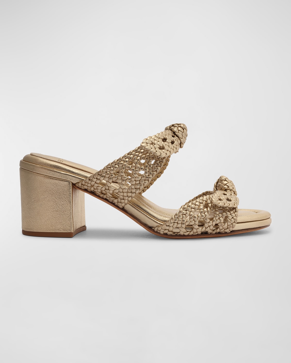 Alexandre Birman Clarita Intreccio Doppia Metallic Leather Sandal In Golden