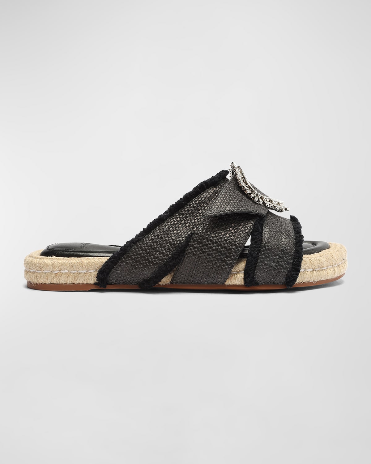 Alexandre Birman Madelina Crystal Brooch Slide Sandal In Black