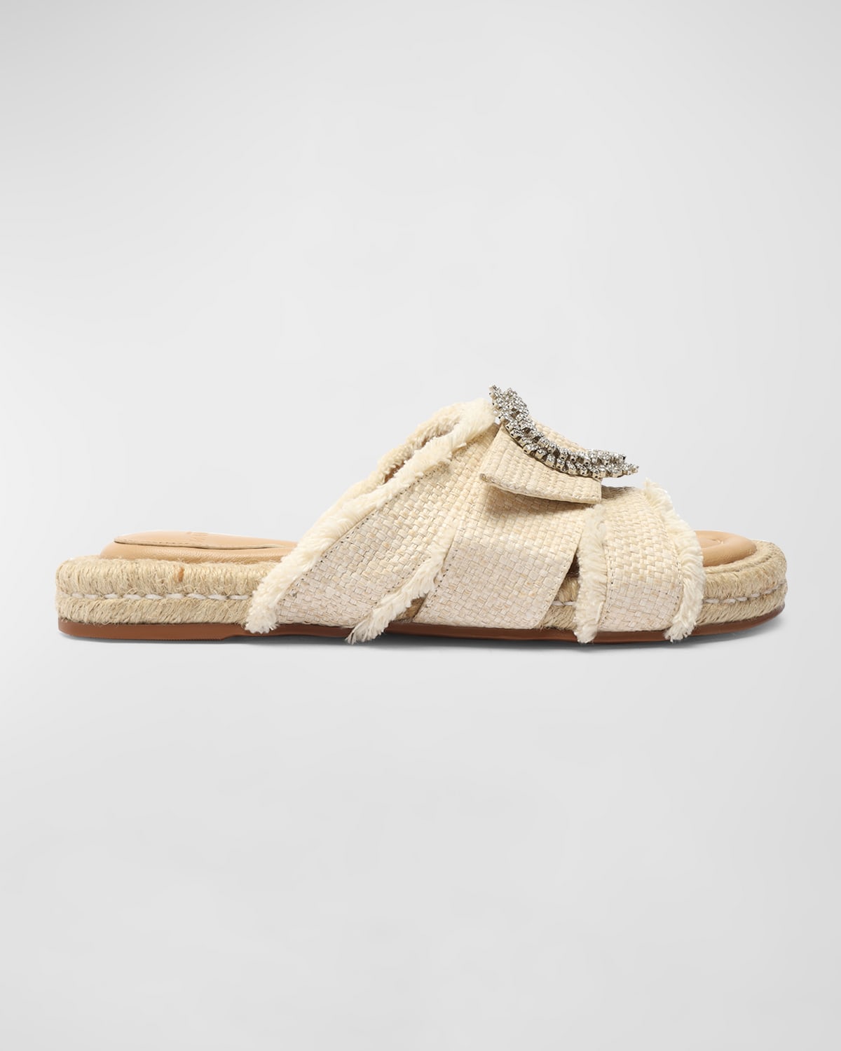 Alexandre Birman Madelina Crystal Brooch Slide Sandal In Natural