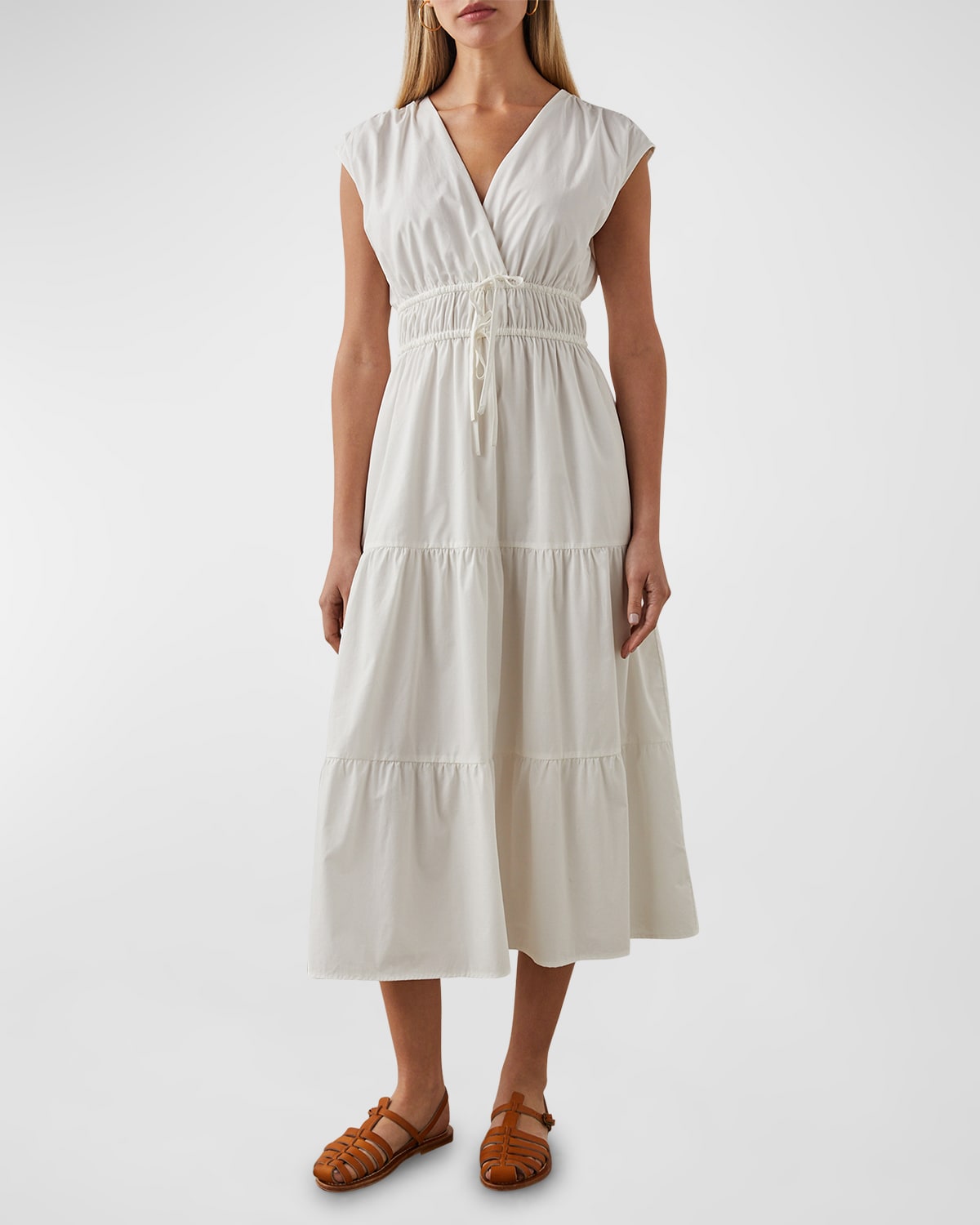 Shop Rails Lucia Tiered Poplin Midi Dress In White