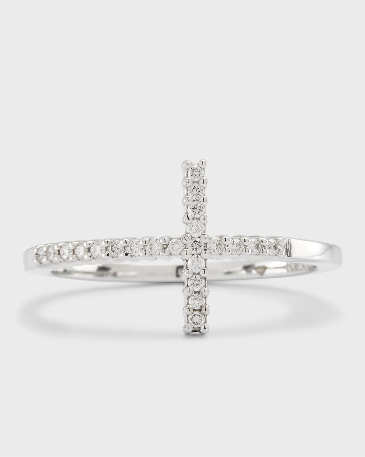 18K White Gold Slim Cross Ring, Size 7