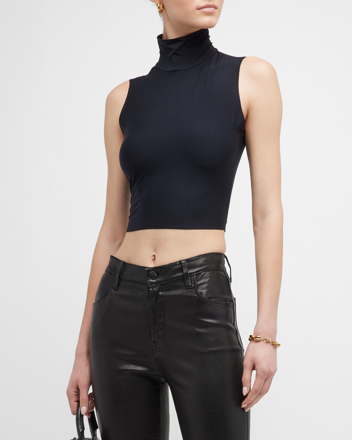 Commando Butter Sleeveless Cropped Turtleneck Top