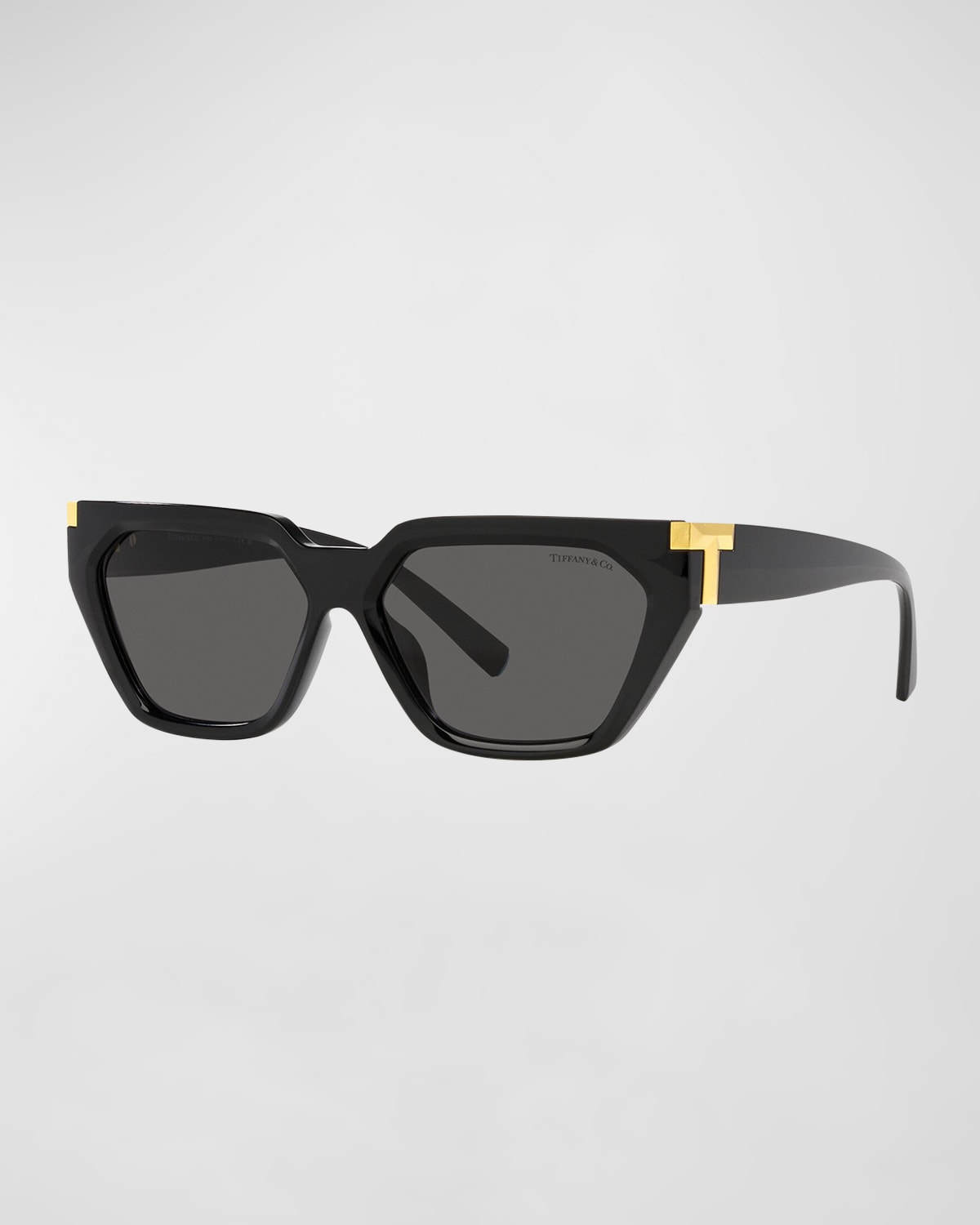 Shop Tiffany & Co T-logo Propionate Plastic Cat-eye Sunglasses In Black