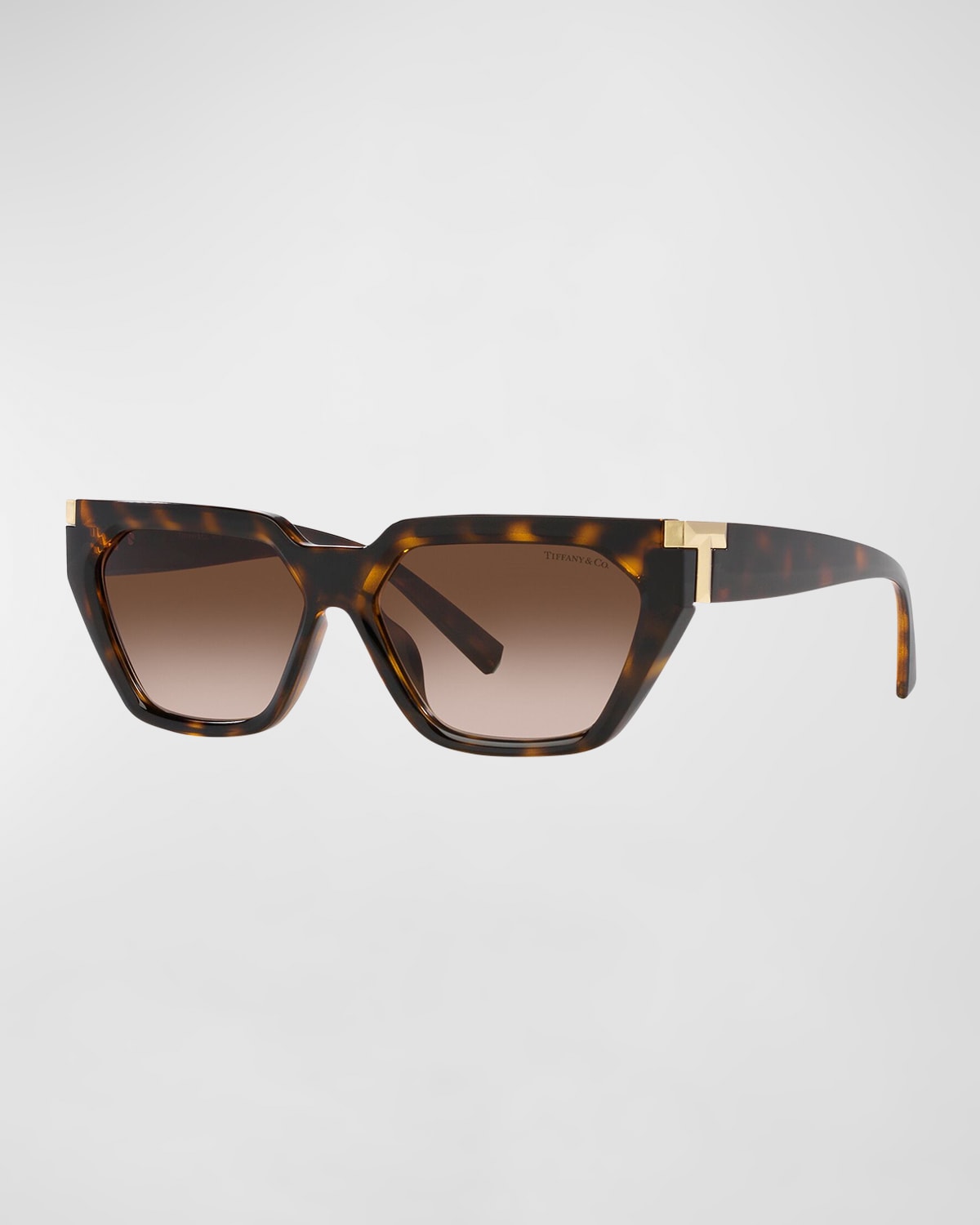 Shop Tiffany & Co T-logo Propionate Plastic Cat-eye Sunglasses In Havana