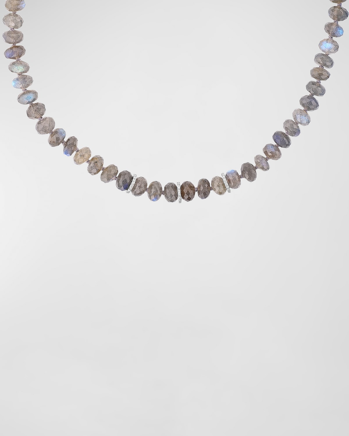 Diamond Rondelle and Faceted Labradorite Necklace