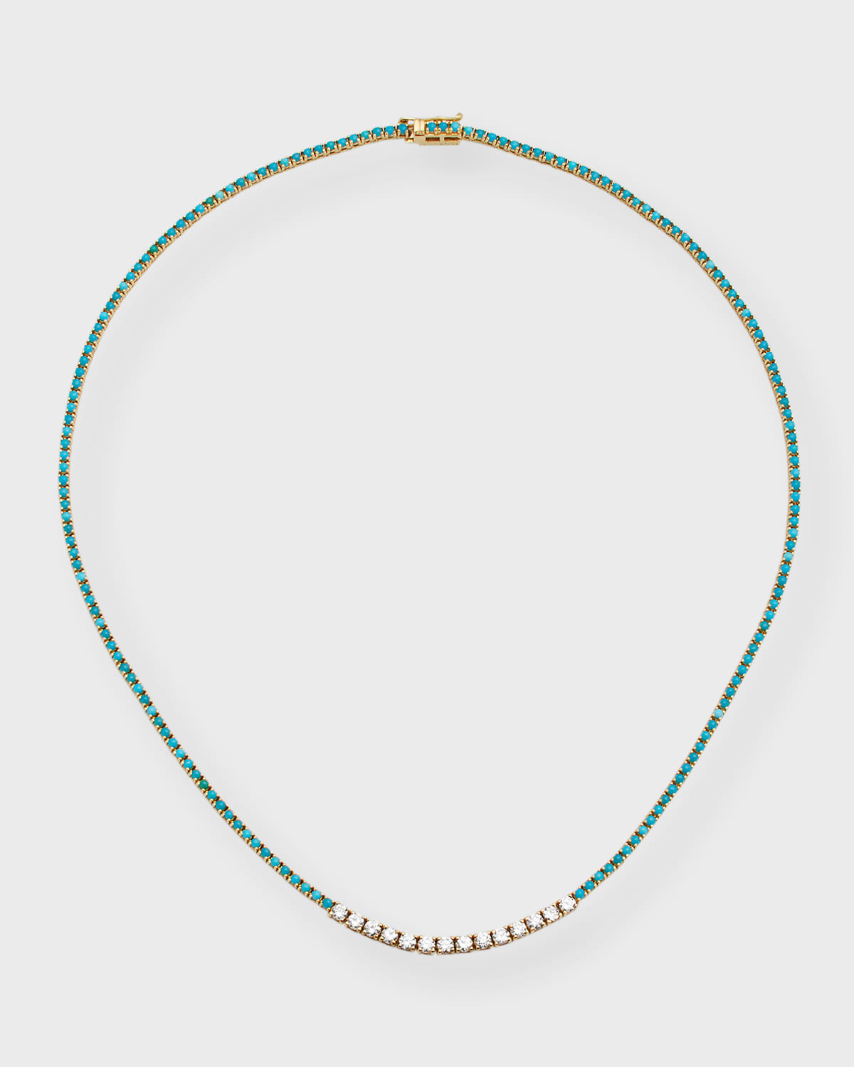 Jennifer Meyer 18k Gold Multi-stone Tennis Necklace In Blue