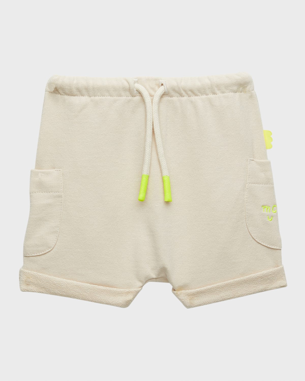 Mon Coeur Kids' Boy's Harem Embroidered Shorts In Cream