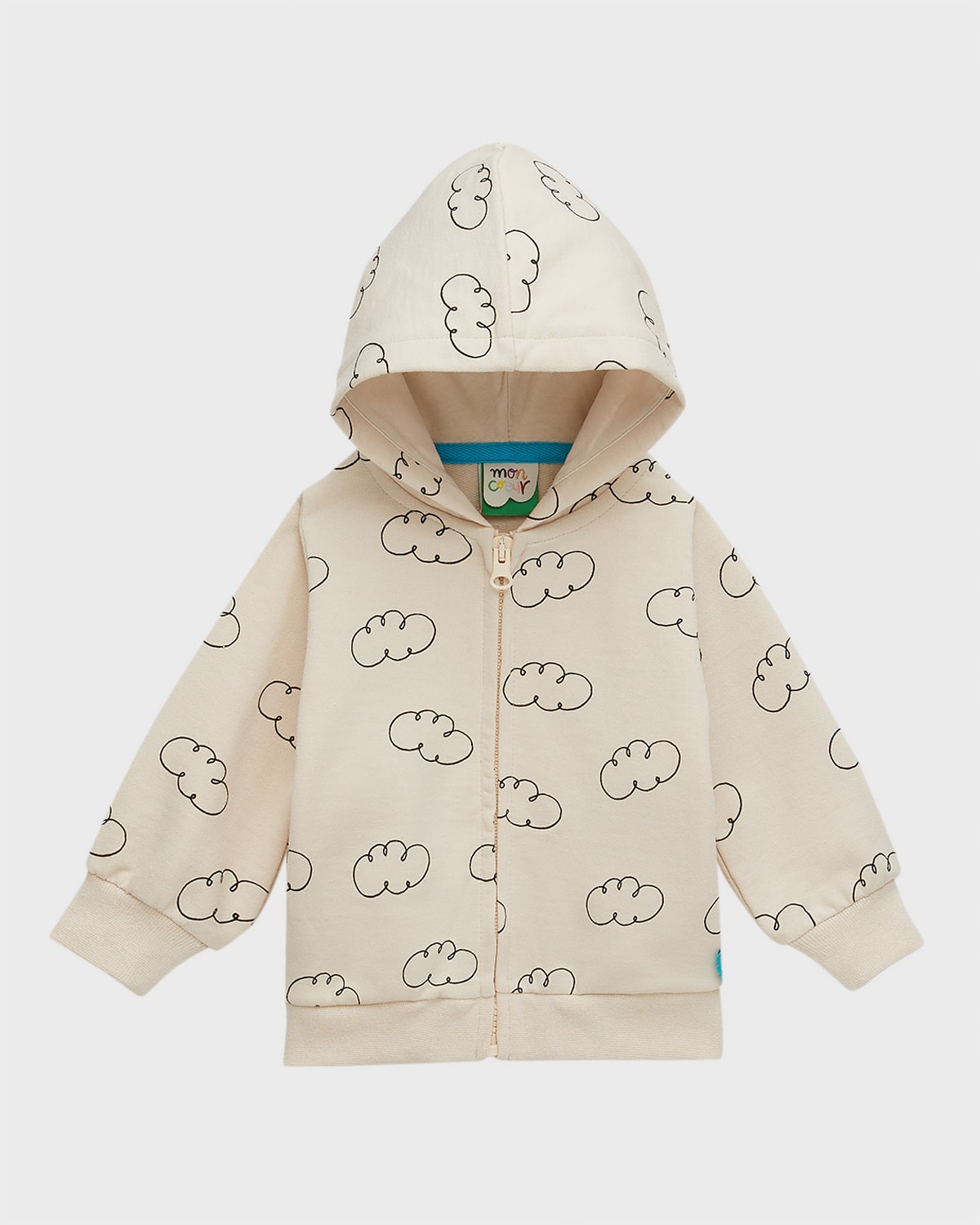 Mon Coeur Kids' Baby Cloud-print Hoodie In Cream