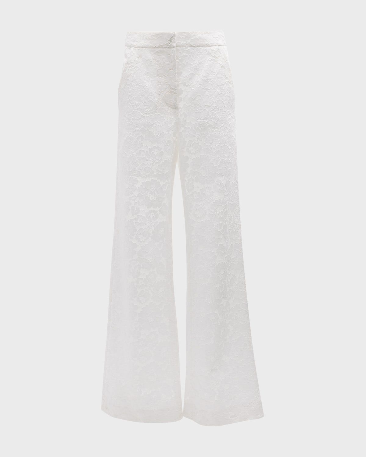 Veronica Beard Tonelli Lace Wide-leg Tailored Pants In Off-white