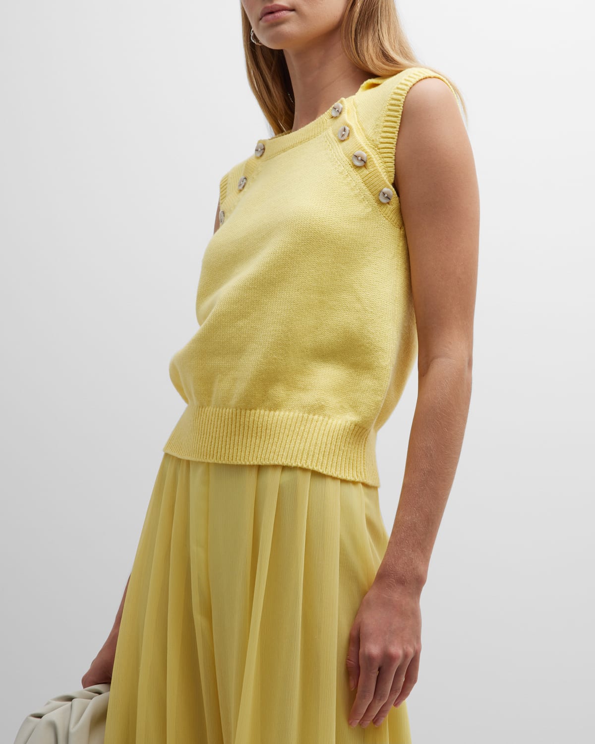 Adeam Tabi Button-front Collared Knit Vest In Dandelion