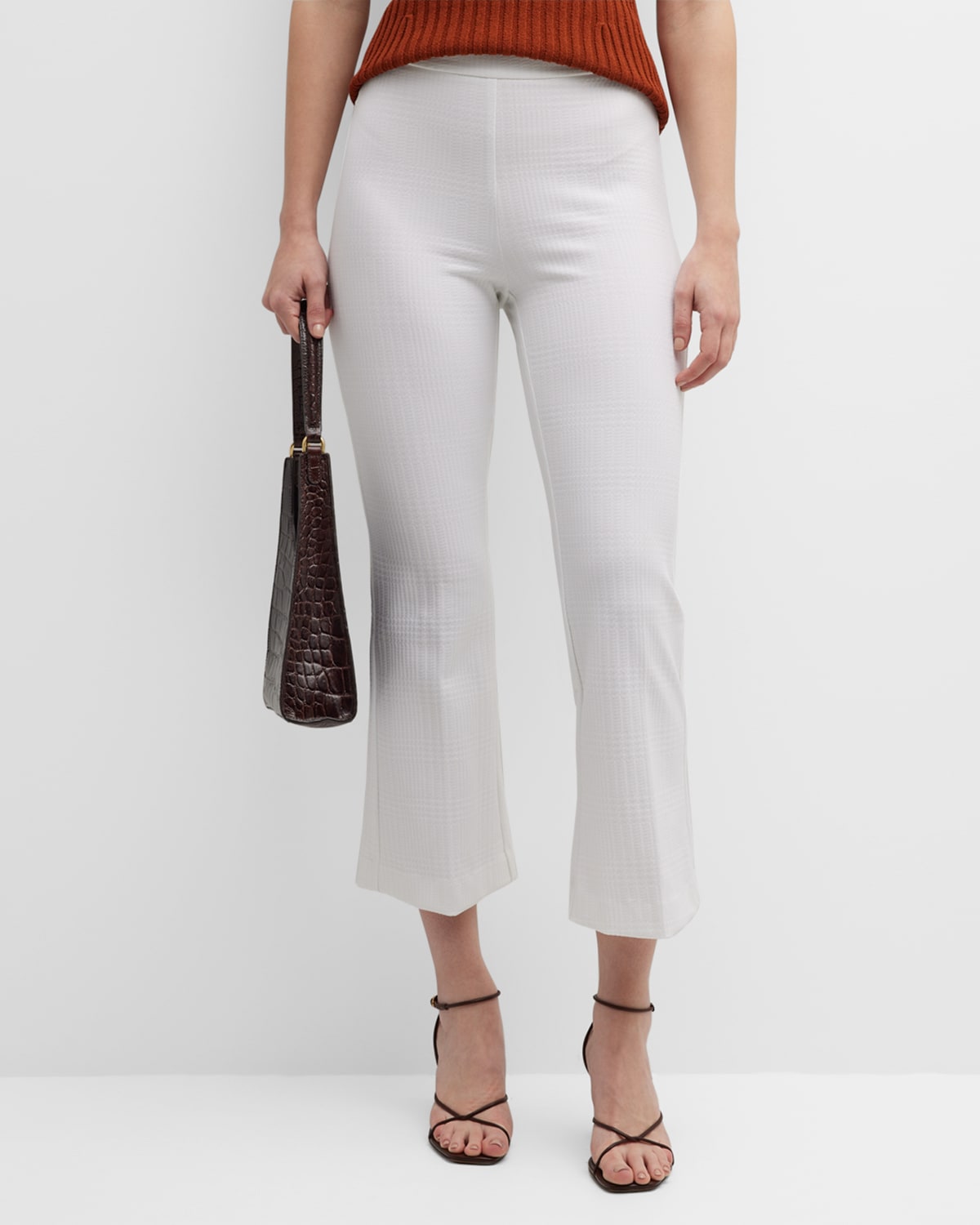 Avenue Montaigne Cropped Houndstooth Jacquard Flare Pants