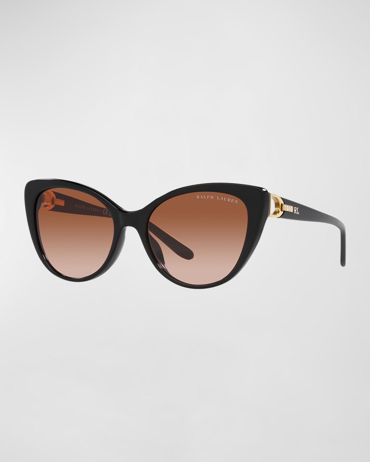 Crystal-Embellished Golden Acetate Cat-Eye Sunglasses