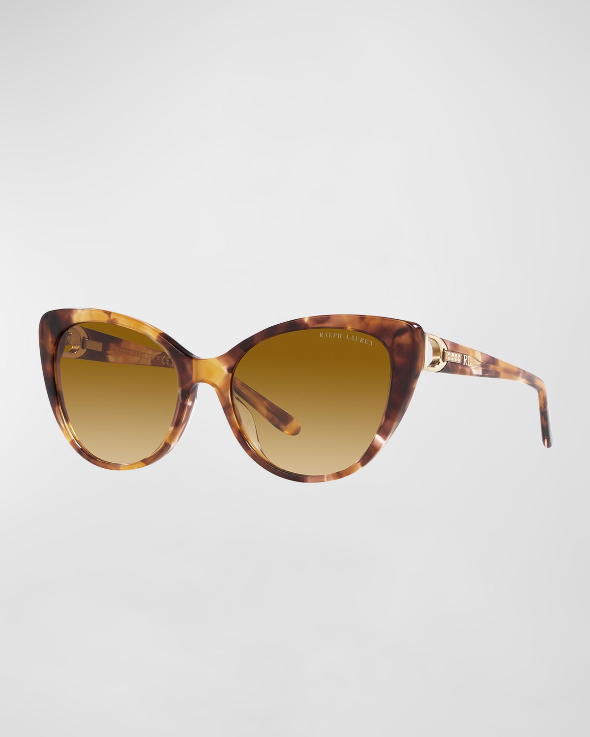 Lauren Ralph Lauren Crystal-embellished Golden Acetate Cat-eye Sunglasses In Yellow