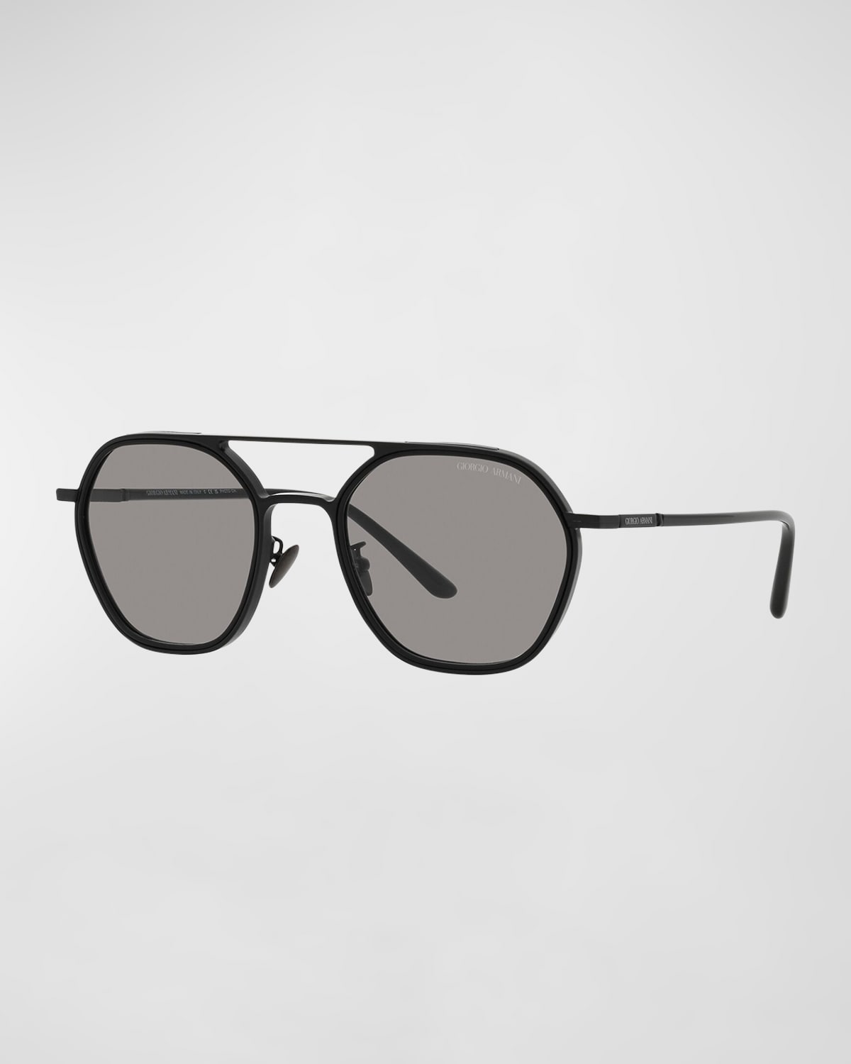 Giorgio Armani Monochrome Metal Aviator Sunglasses In Matte Black