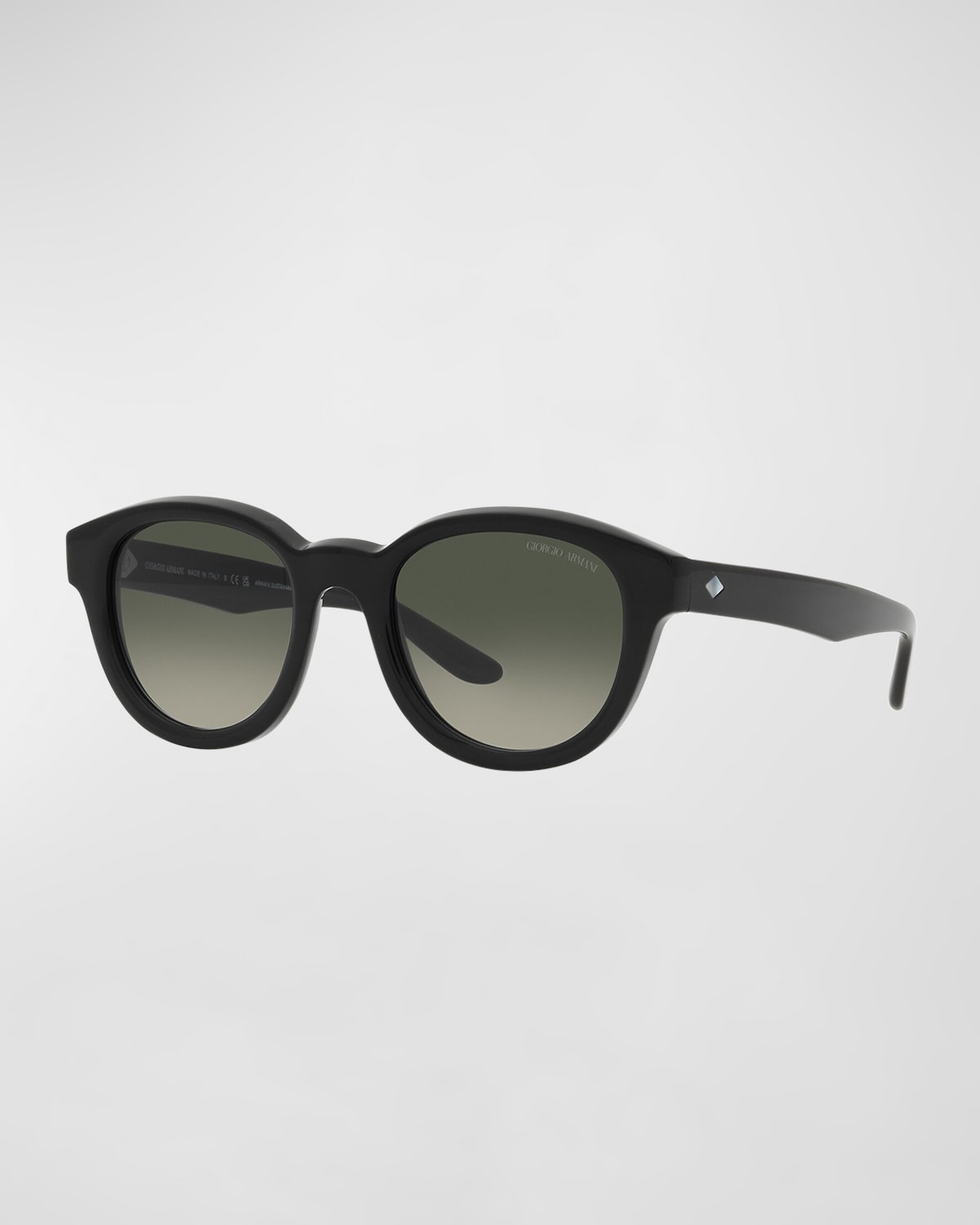Giorgio Armani Gradient Phantos Round Acetate Sunglasses In Black