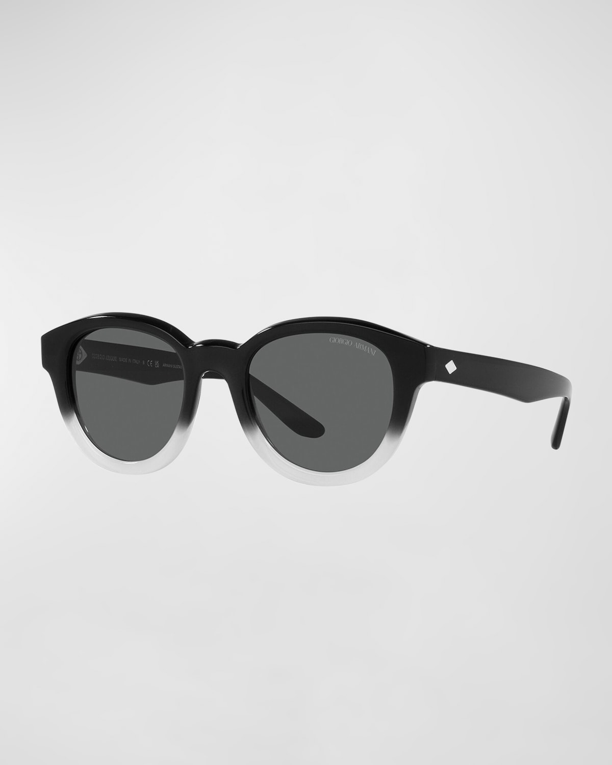 Giorgio Armani Ombre Phantos Round Acetate Sunglasses In Dark Grey