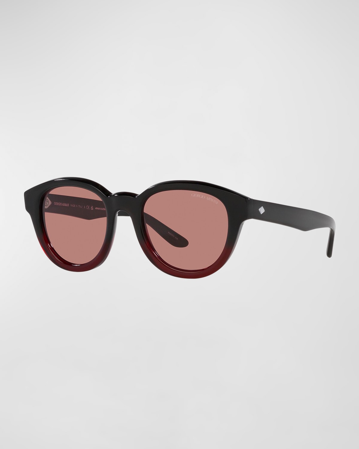 Giorgio Armani Phantos Photochromic Round Acetate Sunglasses In Bordeaux