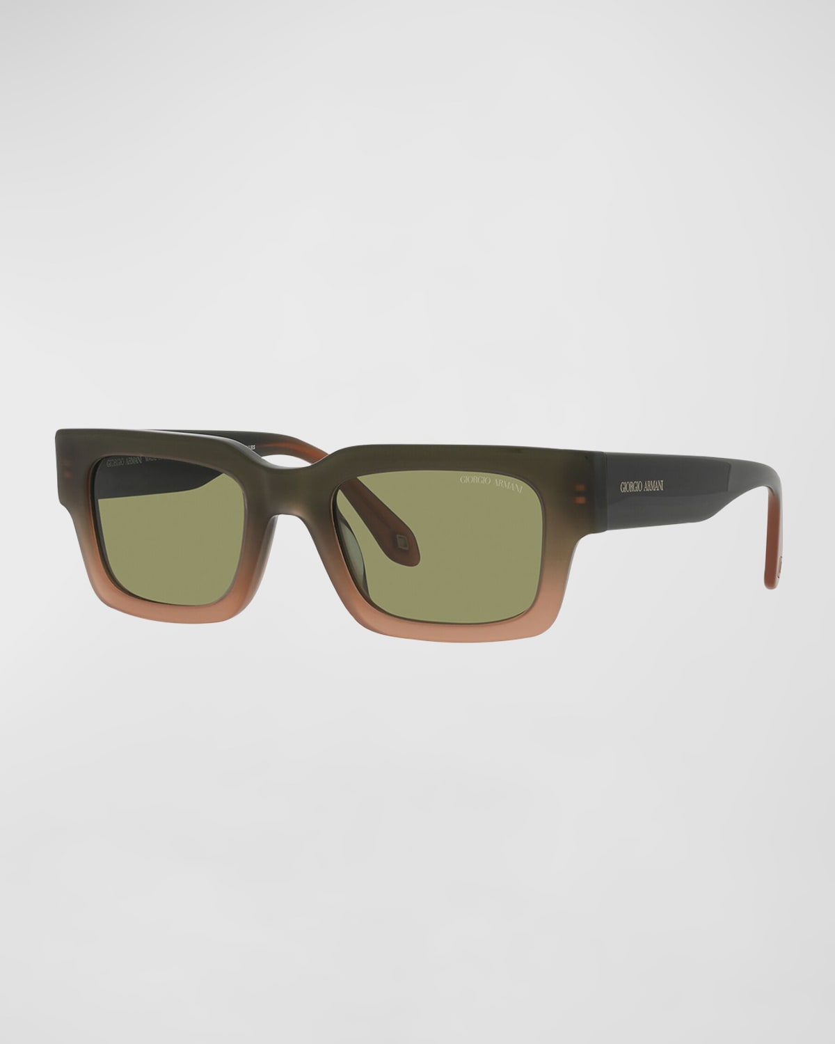 Giorgio Armani Ombre Logo Acetate Rectangle Sunglasses In Green