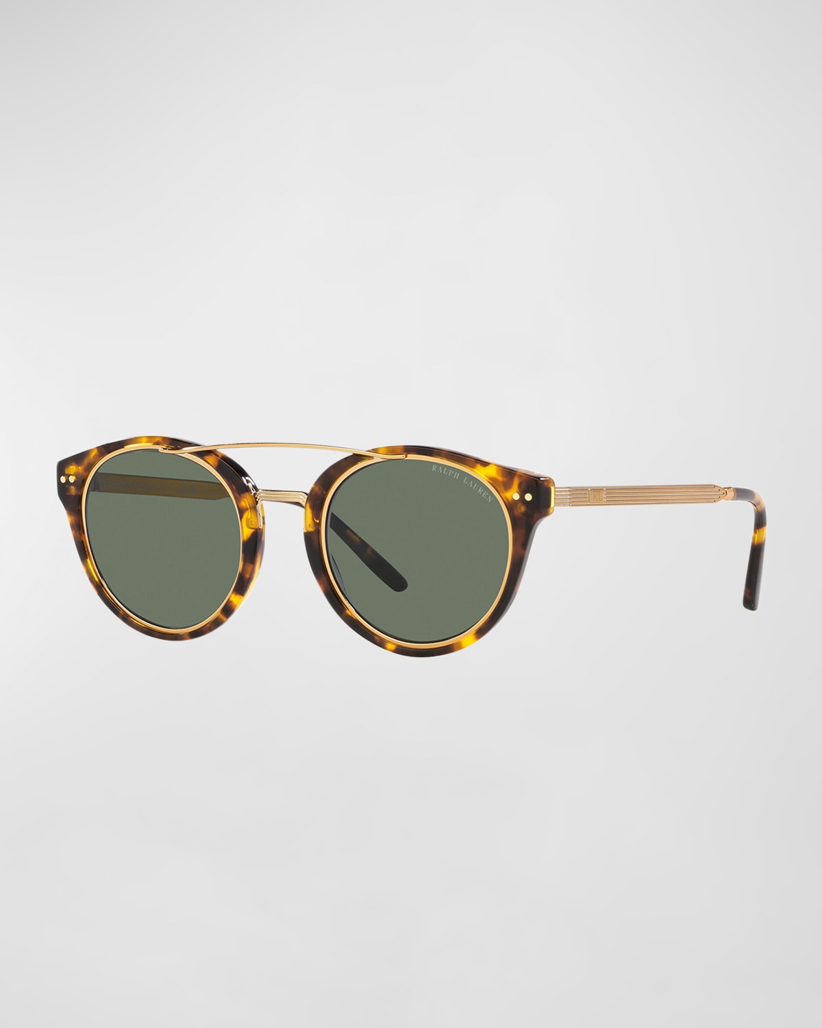 Ralph Lauren Round Acetate & Metal Aviator Sunglasses In Green
