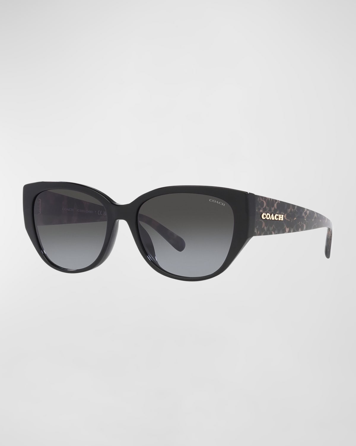 Coach All-over Monogram Acetate Cat-eye Sunglasses In Black