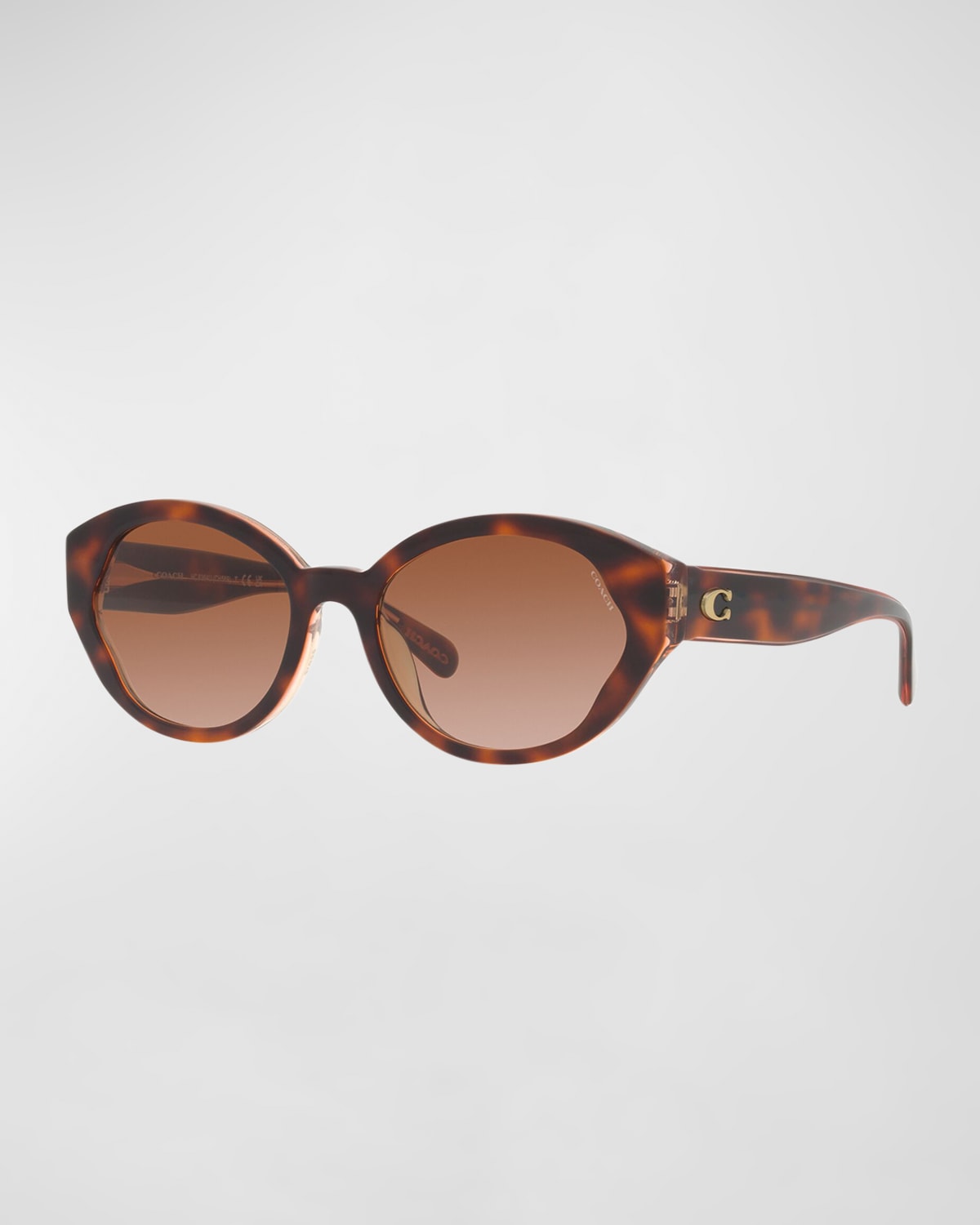 Coach Wavy Acetate Oval Sunglasses In Brown