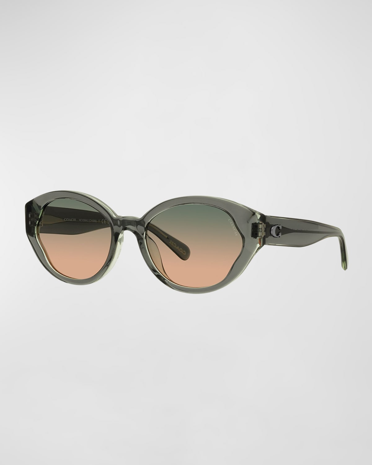 Coach Wavy Acetate Oval Sunglasses In Mint