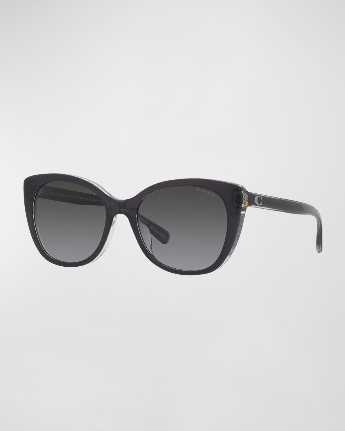 Coach Polarized C-monogram Acetate Cat-eye Sunglasses In Grey Flash