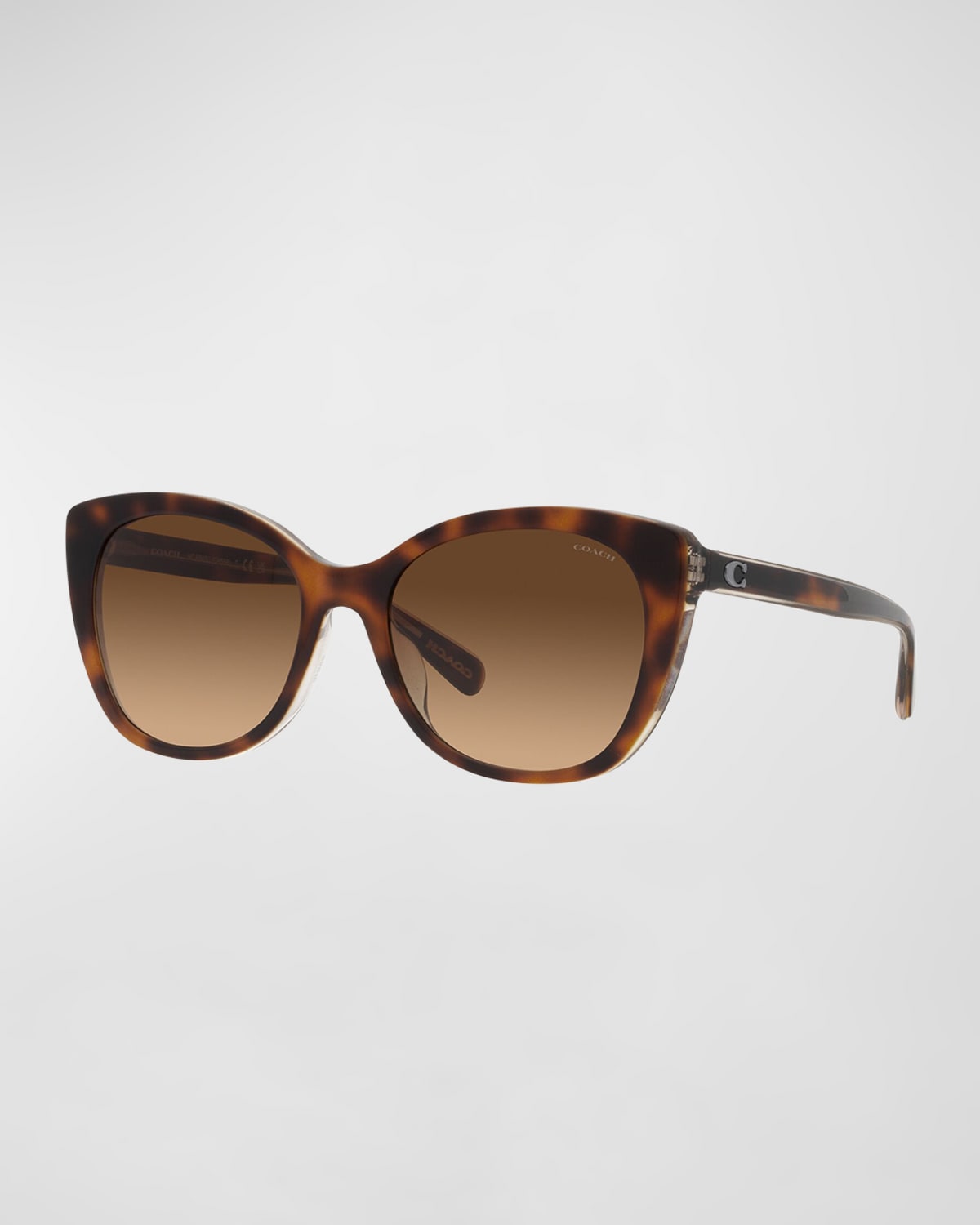 Coach Polarized C-monogram Acetate Cat-eye Sunglasses In Brown Grad