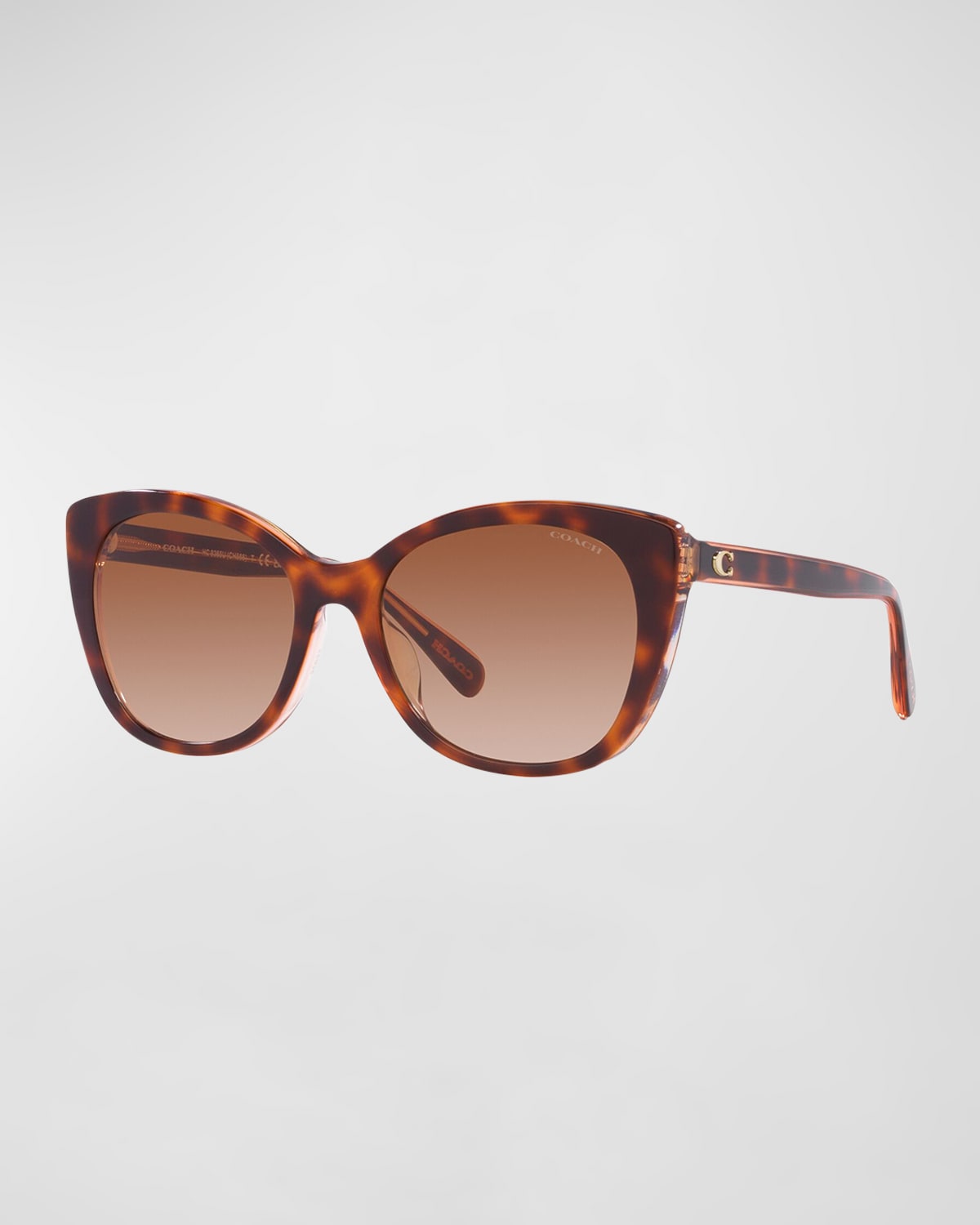 Coach Polarized C-monogram Acetate Cat-eye Sunglasses In Tortoise