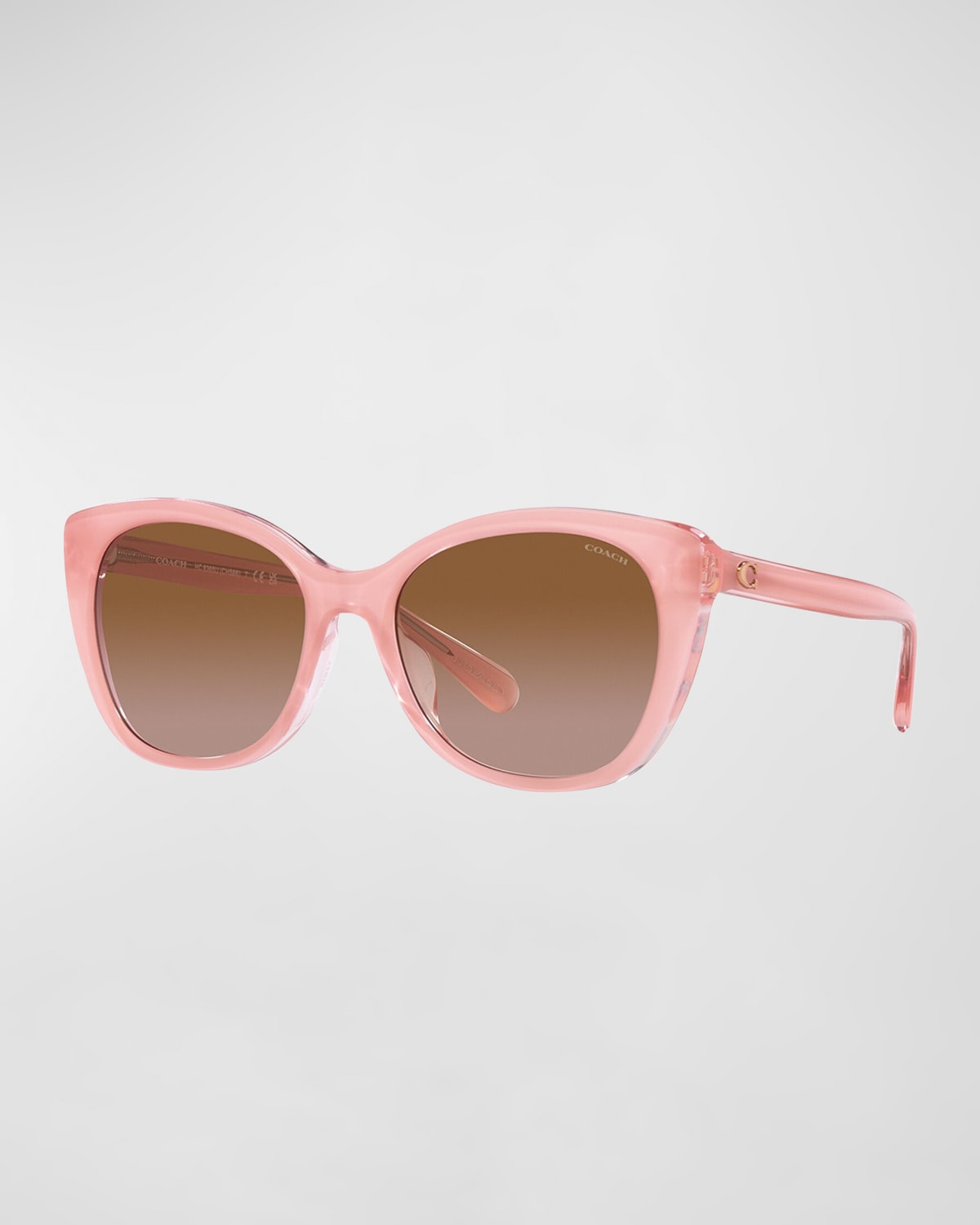 Coach Polarized C-monogram Acetate Cat-eye Sunglasses In Pink