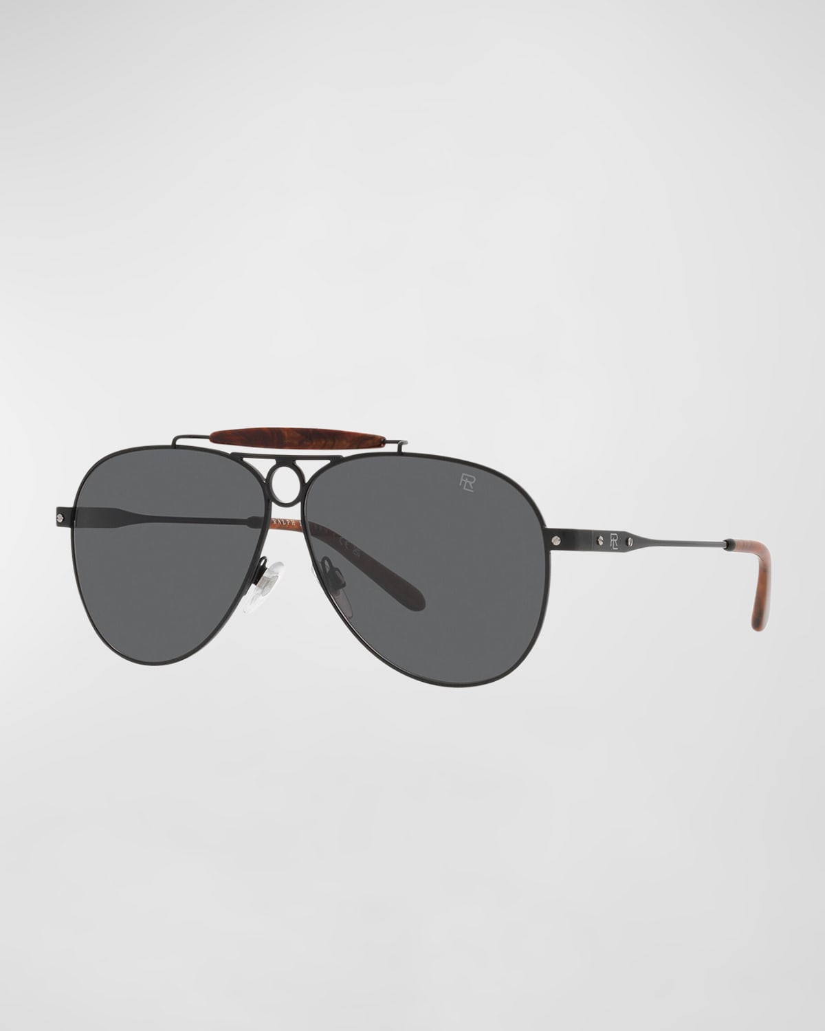 Lauren Ralph Lauren Rl Logo Metal Aviator Sunglasses In Grey