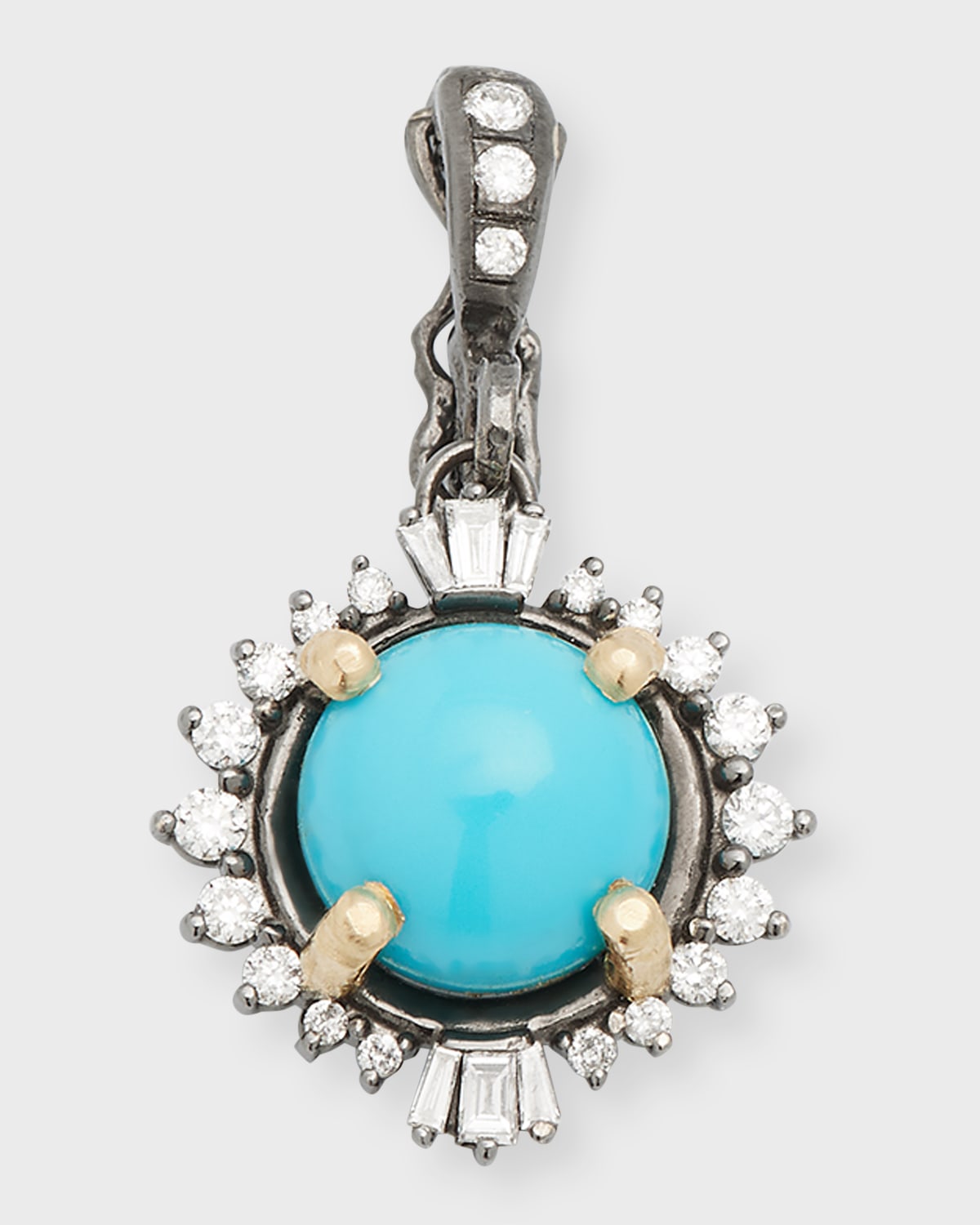 Dominique Cohen 18K Black and Yellow Gold Sleeping Beauty Turquoise and Diamond Pendant