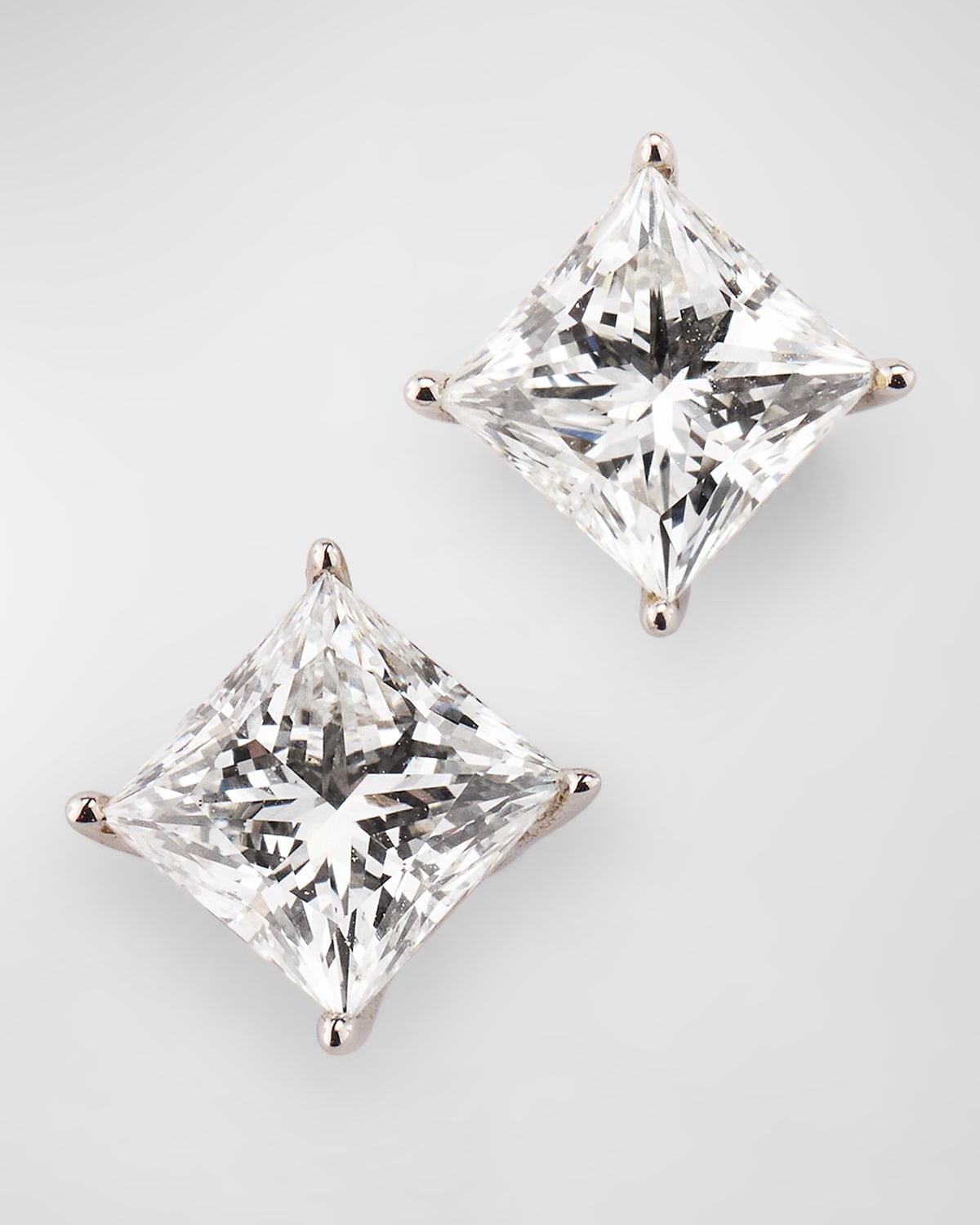 Lab Grown Diamond 18K White Gold Princess Cut Stud Earrings, 3.0tcw