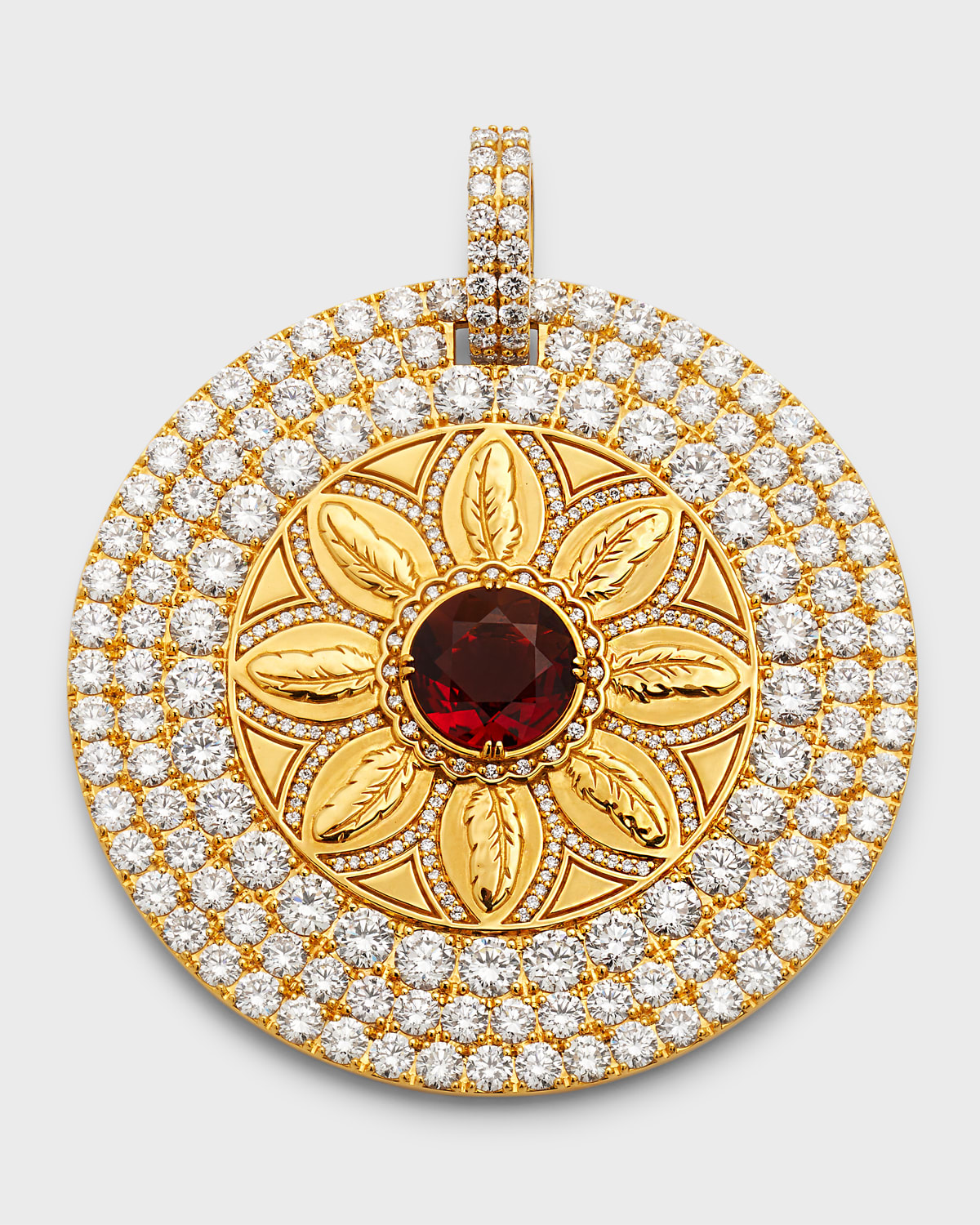 20K Yellow Gold Diamond and Mediera Pendant