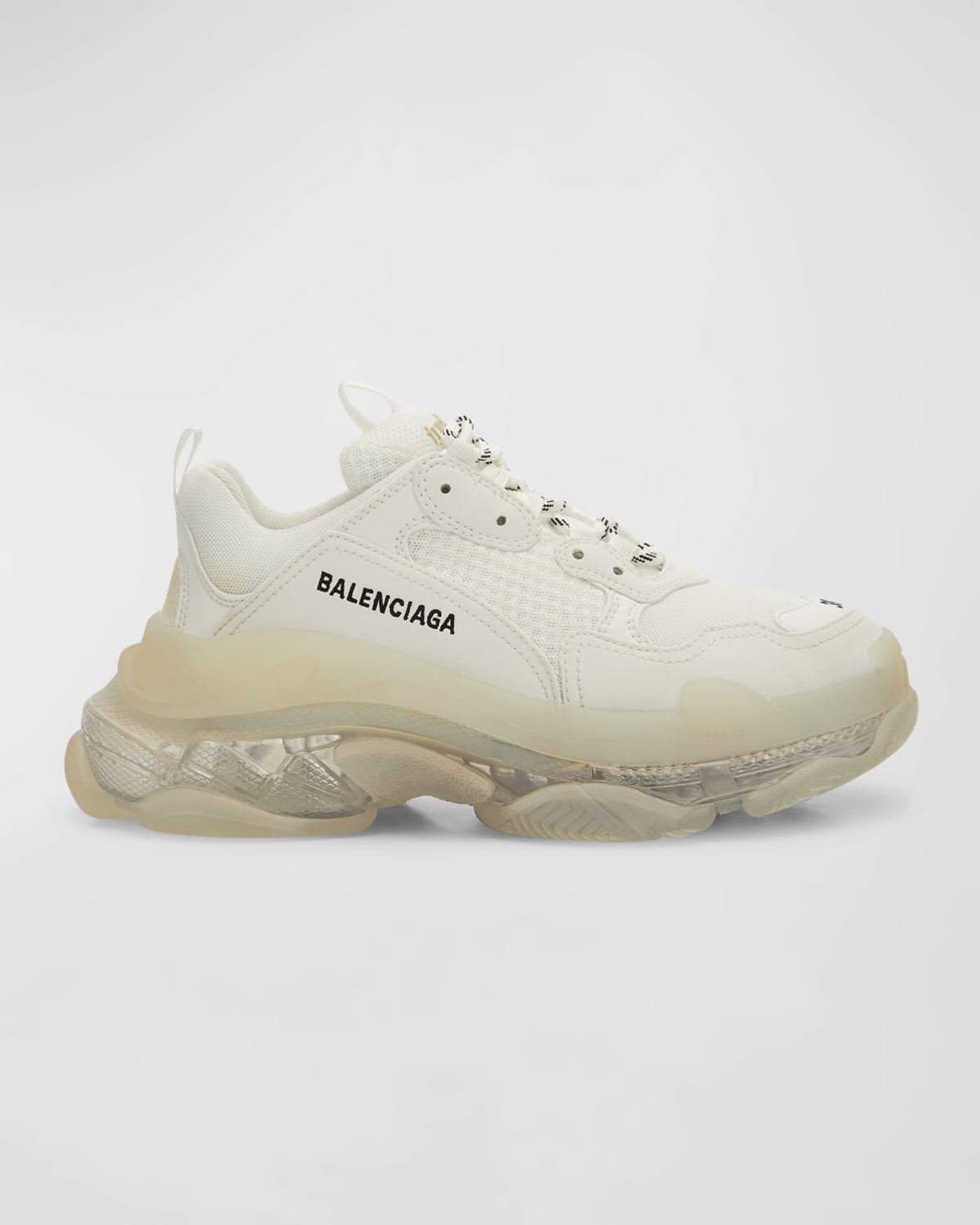 Balenciaga Off-white Clear Sole Triple S Sneakers In Light Beige 