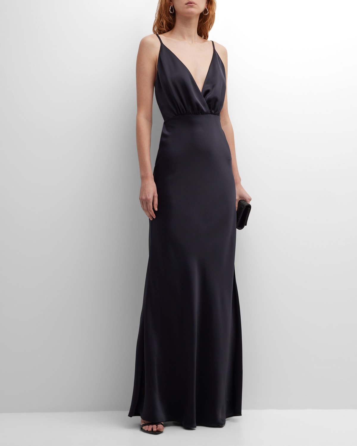 Ramy Brook Vick Sleeveless Deep V-neck Gown In Black