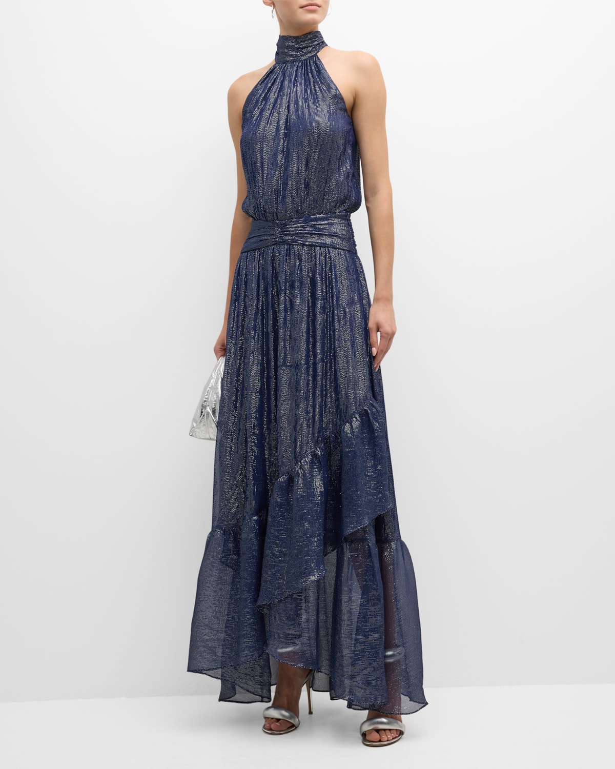 Ramy Brook Bridgid Sleeveless Twist-front Silk Jumpsuit In Spring Navy