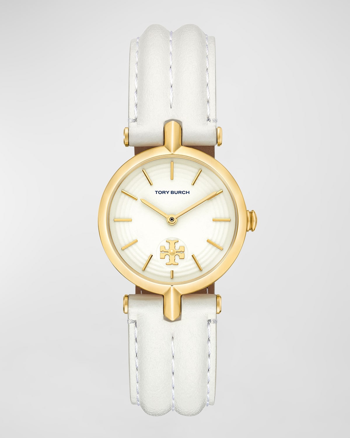 Tory Burch The Kira Watch With Ivory Leather Strap In White