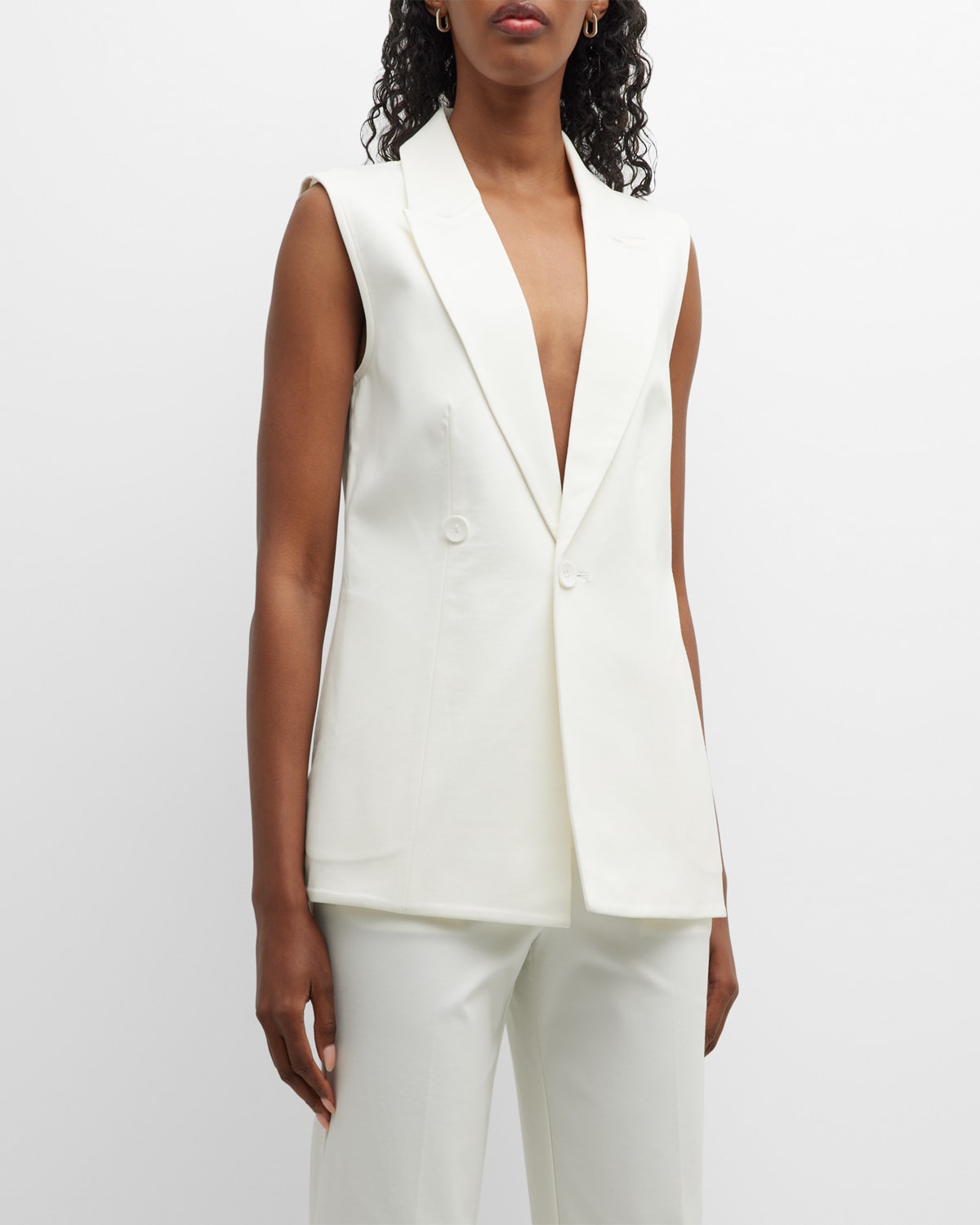 Shop Capsule 121 The Elphis Peak-lapel Gilet In Ivory