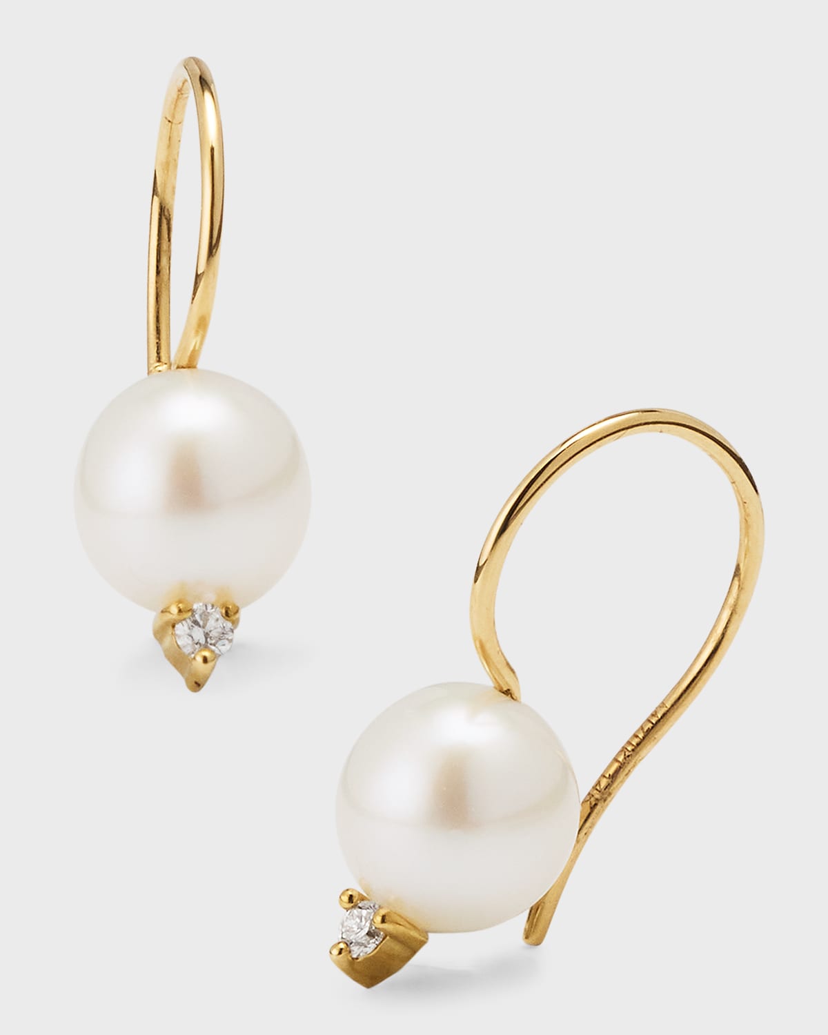 Mizuki 14k Freshwater Pearl And Diamond Fishhook Earrings In Gold | ModeSens