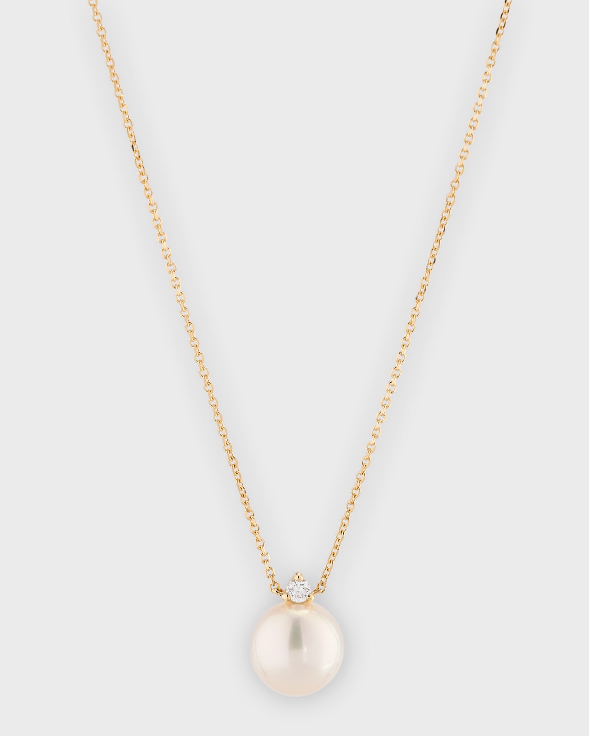 14K Yellow Gold Freshwater Pearl and Diamond Pendant Necklace