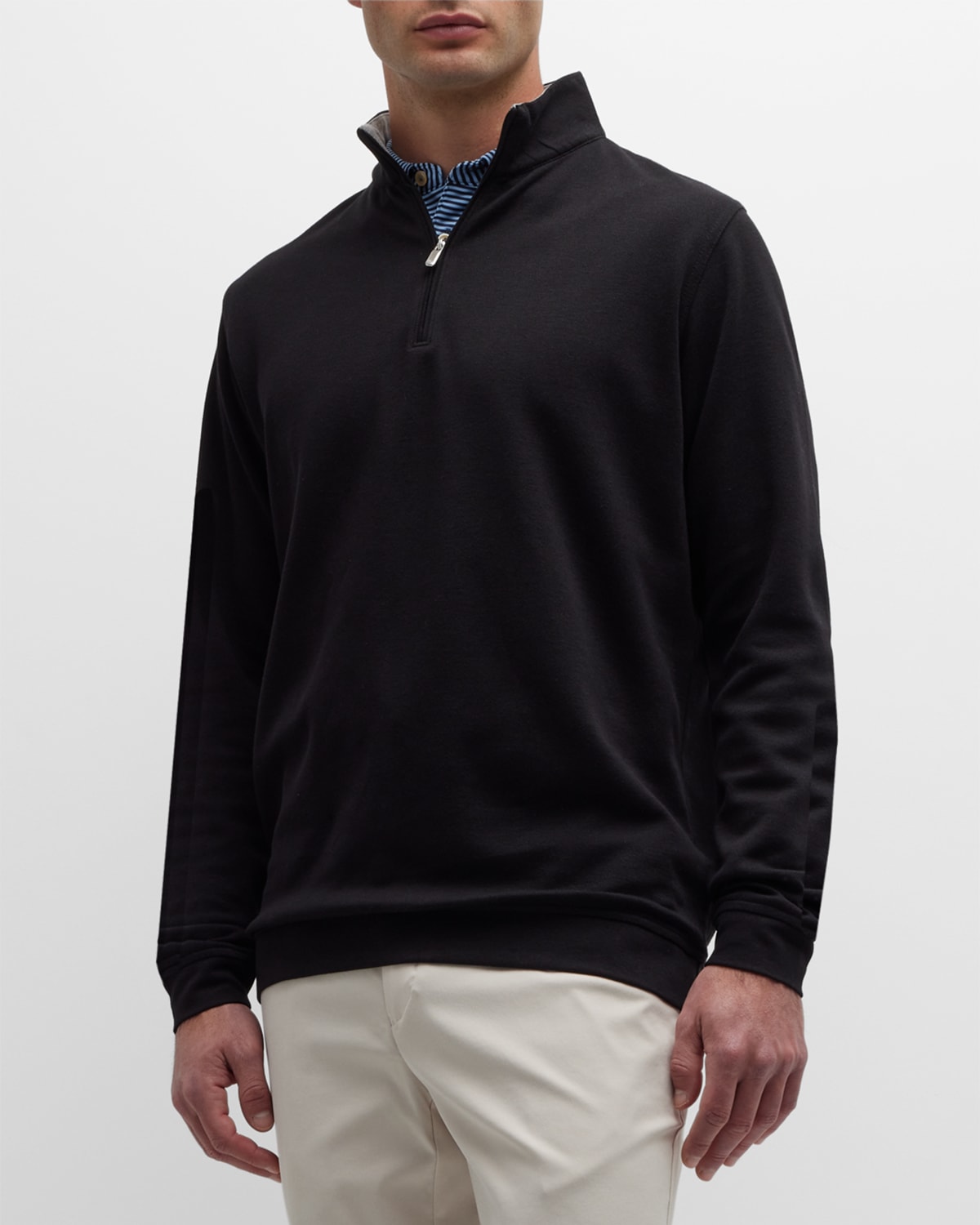 Shop Peter Millar Men's Crown Comfort Quarter-zip Sweater In Black