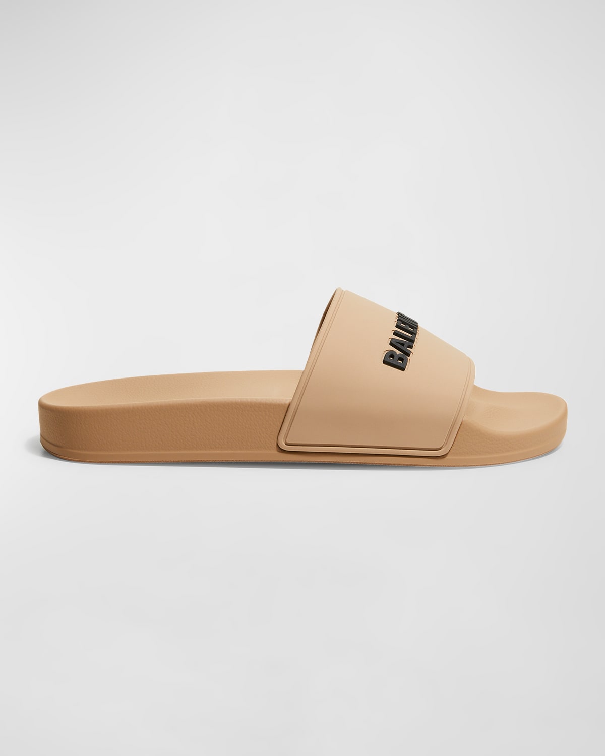 Shop Balenciaga Logo Rubber Pool Slides In 9710 Beige/black