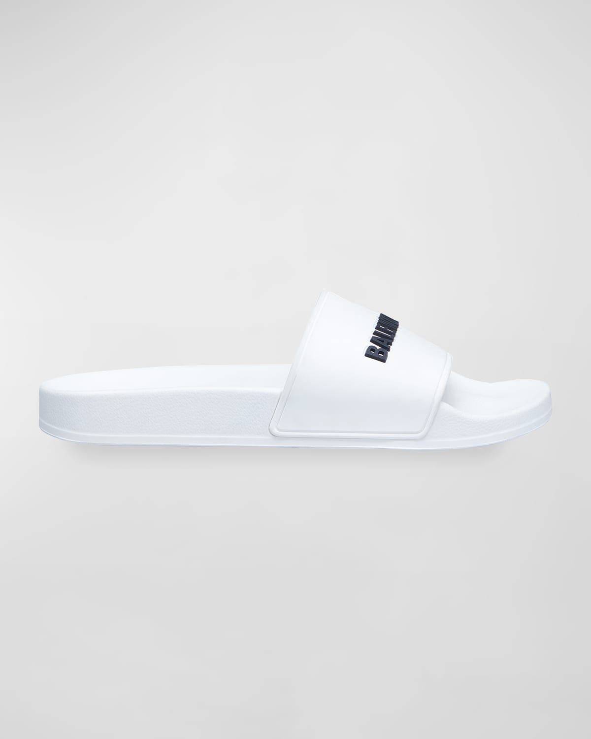 Shop Balenciaga Logo Pool Slide Sandals, White In 9034 White Black