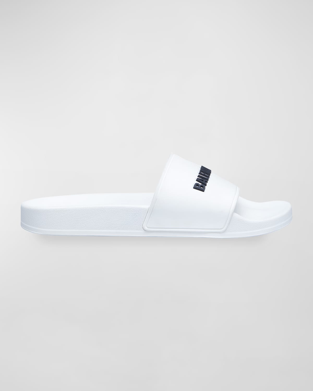 Balenciaga Pool Logo-embossed Rubber Slides In 9034 White Black