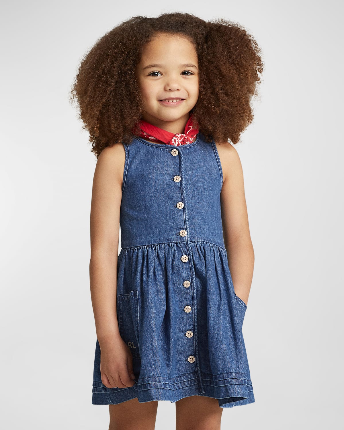 Ralph Lauren Kids' Girl's Sleeveless Denim A-line Dress In Yindi Wash |  ModeSens