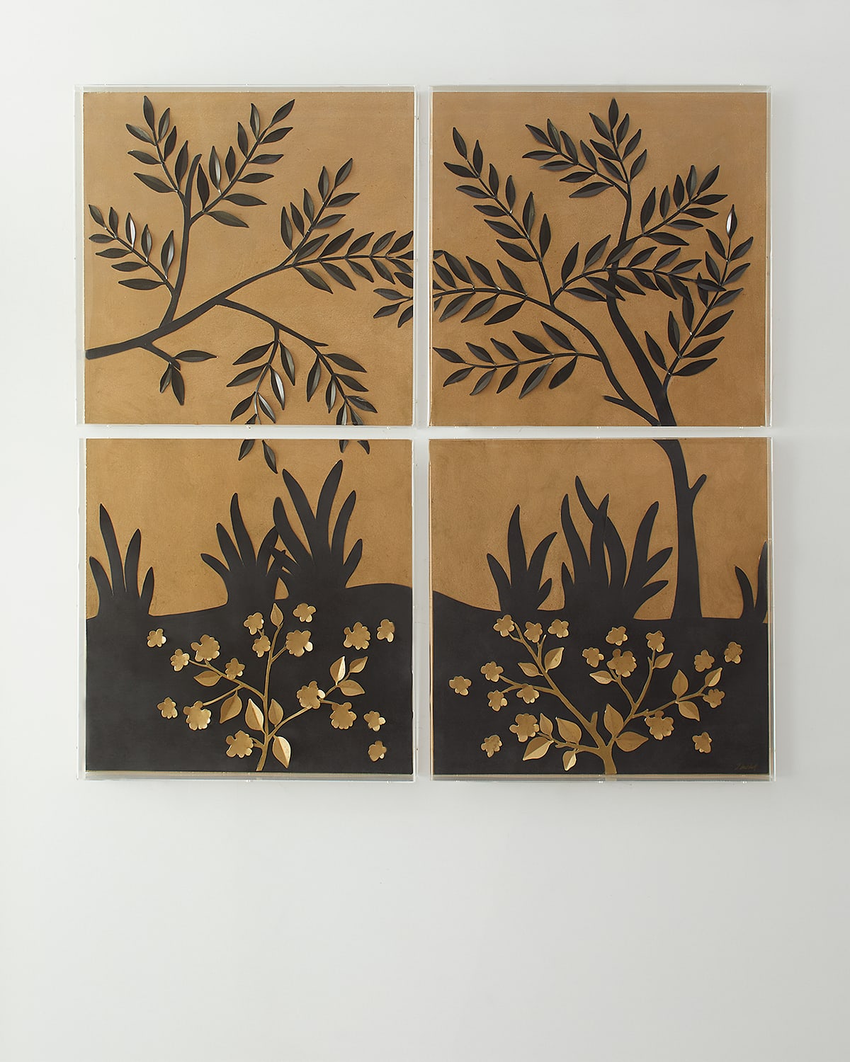 Tommy Mitchell Woodland Artwork, Set Of 4 In Brown