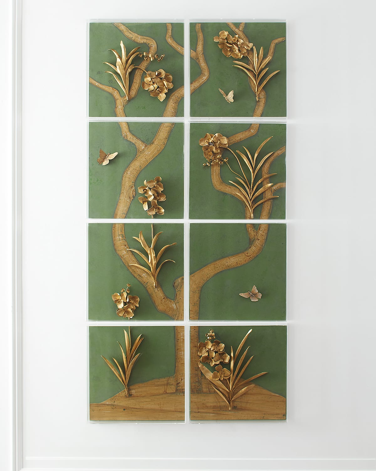 Tommy Mitchell Orchid Tree Panel On Green