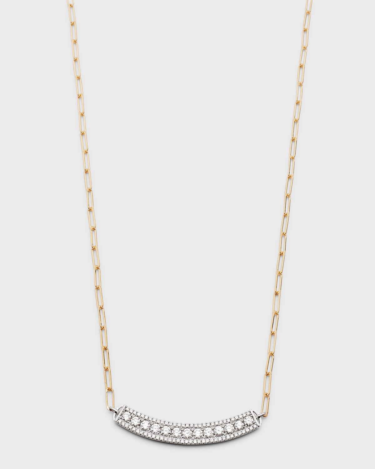 Frederic Sage 18K Yellow and White Gold Large Single Row Horizontal Curved Bar Necklace