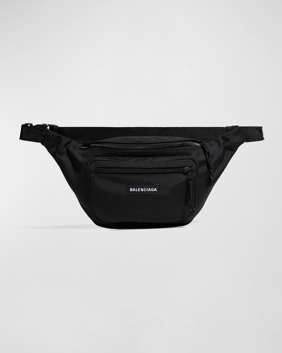 Shop Balenciaga Men's Explorer Nylon Logo Belt Bag In Black